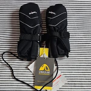 Black Kid's Mittens, Size 4-6Y